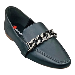 Mocassim Mule 2 em 1 Bico Quadrado Correntes Preto - comprar online