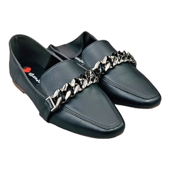 Mocassim Mule 2 em 1 Bico Quadrado Correntes Preto na internet