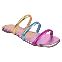 Rasteira Tirinhas Metalizadas Colorida - comprar online