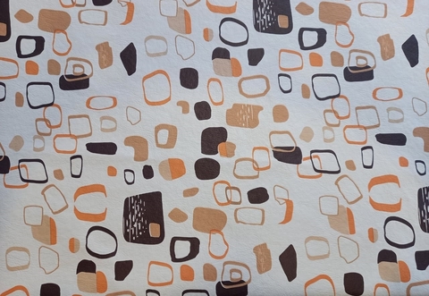 Cuerina Estampada Antares Naranja Beige por metro