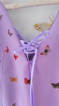 Vestido Bonhomia Lavanda/Lila Estampado a Mano (Largo Midi - Mangas Cortas) - tienda online