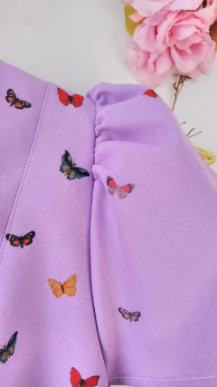 Imagen de Vestido Bonhomia Lavanda/Lila Estampado a Mano (Largo Midi - Mangas Cortas)