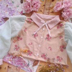 Camisa Acuario Bicolor - Estampada a Mano (mangas de gasa) - tienda online