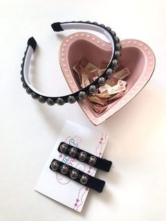 Tiara ou Hair Clips Veludo + Correntaria