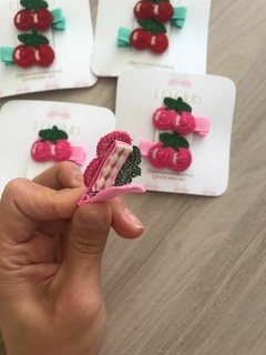 Duplinha Mini Hair Clips Cerejinha (3,5cm) - comprar online
