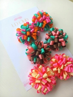 Par de Pompom de Fita P - 6cm Cores vibrantes - comprar online