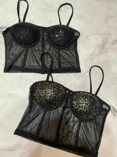 top simil corset taza paillete. - comprar online