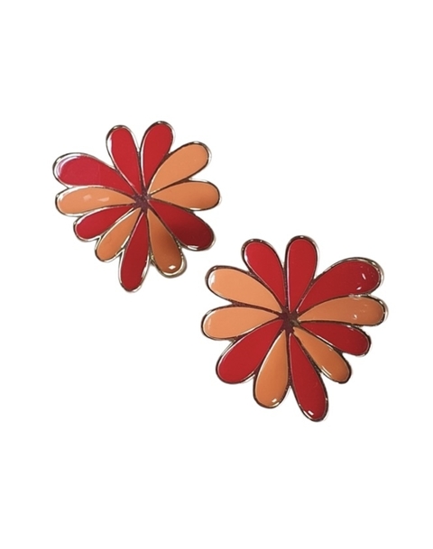 Brinco raios esmaltados vermelho e laranja