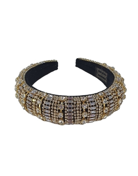 Tiara alta bordada dourada Elizabeth