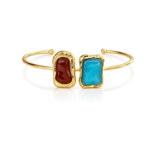 Bracelete aro resina dupla turquesa e marrom
