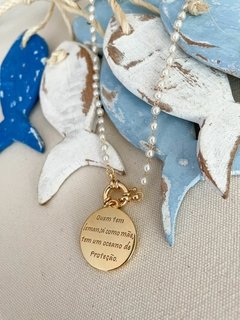 Colar pérolas Iemanjá dourado - 40cm + 05 cm de extensor na internet
