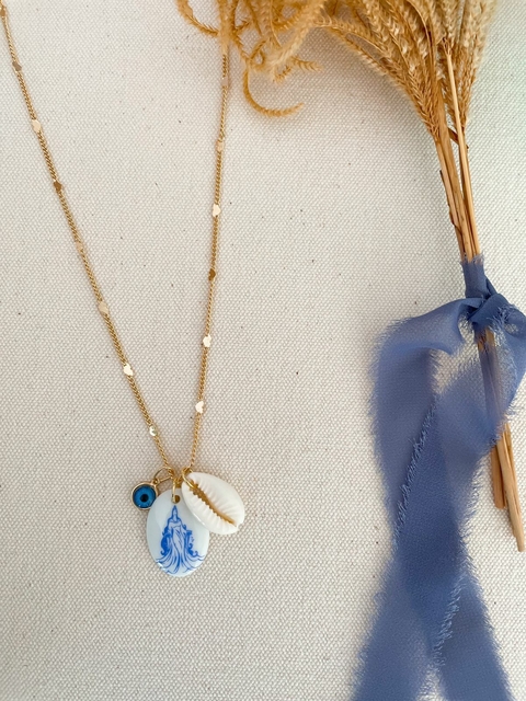Colar Iemanjá - corrente coração 45cm - comprar online