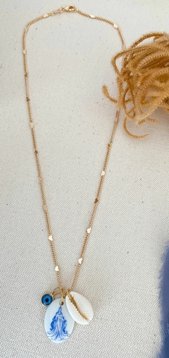 Colar Iemanjá - corrente coração 45cm - Kika Mensageiria