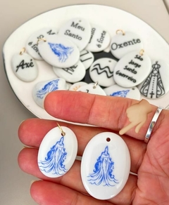 Pingente em porcelana oval maior "Iemanjá"