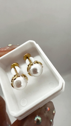 ABRIDORES PERLA BAÑO DE ORO POR PAR - comprar online
