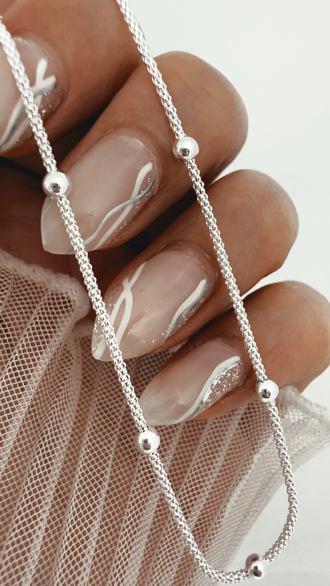 CADENA COR BOMBE BEAD PLATA 925 - comprar online