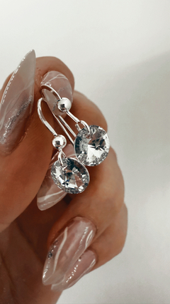AROS AGUJITA PLATEADA CRISTAL PLATA 925 - D'Amico Joyas