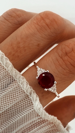 ANILLO CIRCLE RED PLATA 925 en internet