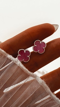 AROS CLEEF ROSA PLATA LAMINADA - comprar online