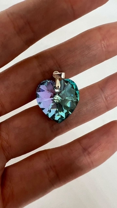 DIJE CORAZON VIOLETA PLATA 925 CRISTAL - comprar online