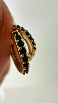 AROS AMINA AZUL BAÑO DE ORO 18 K