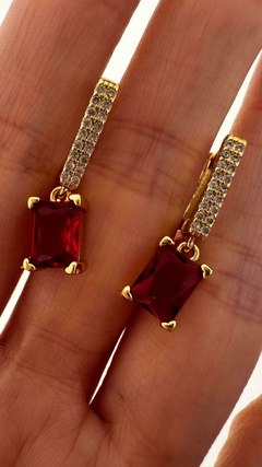 AROS GIZA ROJO BAÑO DE ORO 18K - comprar online