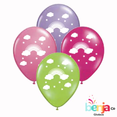 GLOBOS ESTAMPADOS ARCOIRIS CON NUBE