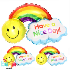 GLOBO ARCOIRIS CON SOL HAPPY BIRTHDAY 40CM - comprar online