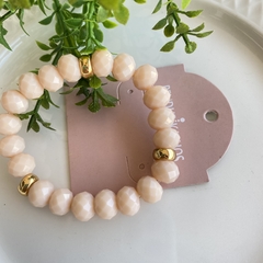 Pl 0031-1: Pulseira pedras nudes.