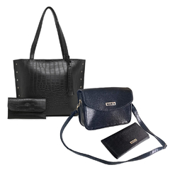Kit com 4 Pecas Bolsas e Carteira Feminina Oferta Promocao