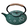TETERA EN HIERRO FUNDIDO VERDE CON DISEÑO FLORAL Y ASA DE YUTE 0.8l PLANA + INFUSOR LITE - comprar online