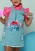 Jardineira Jeans Infantil com Bordado da Angel (Stitch) - comprar online