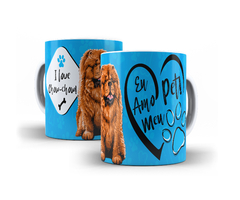 Caneca Branca de Cerâmica Eu Amo Cachorro Pet Chow Chow Mod 12