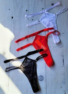COLALESS DOBLE TIRA PUNTILLA - ROJO - INSTINTOS SEXSHOP