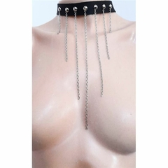 CHOKER CHAIN ECO CUERO NEGRO