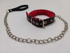 COLLAR CON PELUCHE ROJO Y CORREA