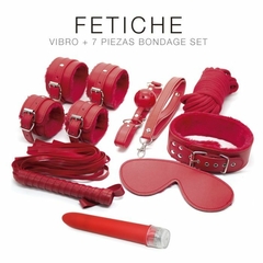 ST - VIBRO + KIT BDSM 7 PIEZAS (ROJO)