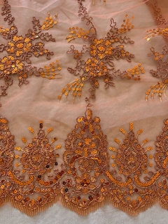 Tul bordado con piedras- CORTE: 1.20 mts x 0.60 mts - comprar online