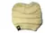 Touca gorro amarelo claro com furo para rabo de cavalo, feita de malha tricotada.
