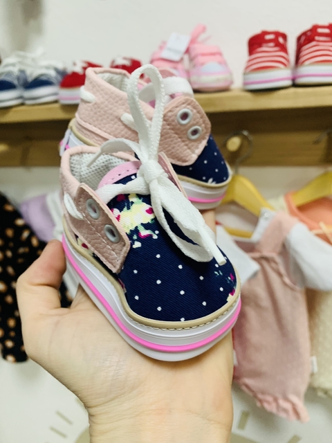 Zapatillas con cordón No caminantes Floreado Azul Art- 391