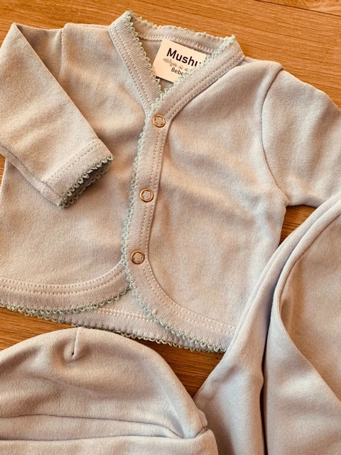 Ajuar 3 piezas Liso Celeste Mimi Art-434