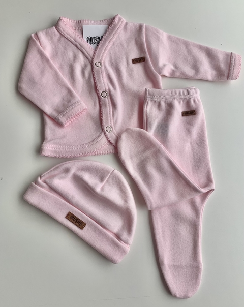 Ajuar 3 piezas Liso Rosa bebe Mimi Art-434