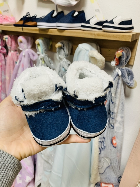 Zapatillas con abrojo y peludito No caminantes Art- 276Azul