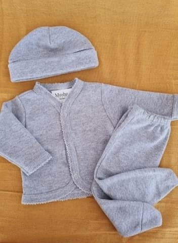 Ajuar 3 piezas Liso gris Mimi Art-434