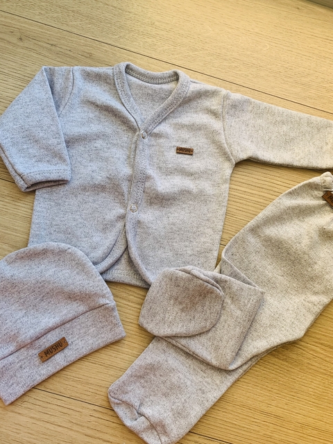 Ajuar malibu liso 3 piezas gris melange Art - 537