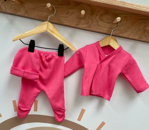 Mini ajuar 2 broches de metal 3 piezas liso Art 536 Fucsia