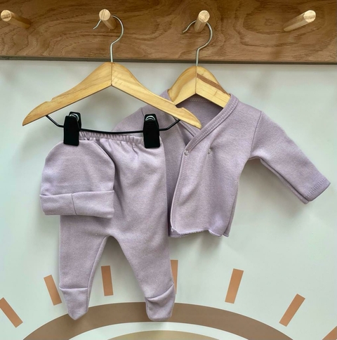 Mini ajuar 2 broches de metal 3 piezas liso Art 536 Lila