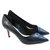ZAPATO STILETTO GINEBRA CUERO Y REPTIL NEGRO