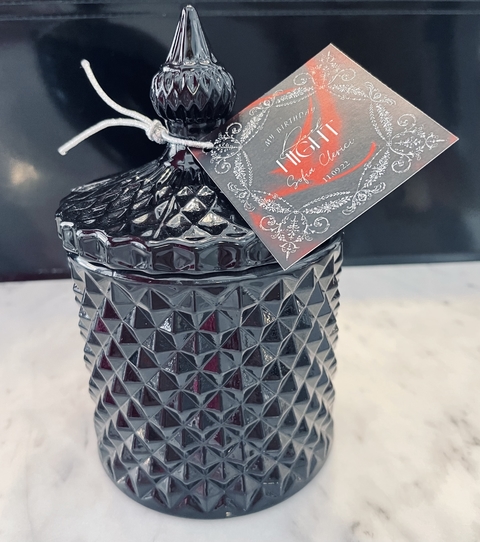 Caramelera Negra con Vela Aroma vainilla y Tarjetita personalizada