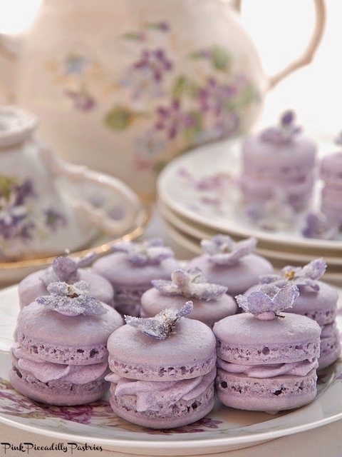 Macarons Lilas y Flores